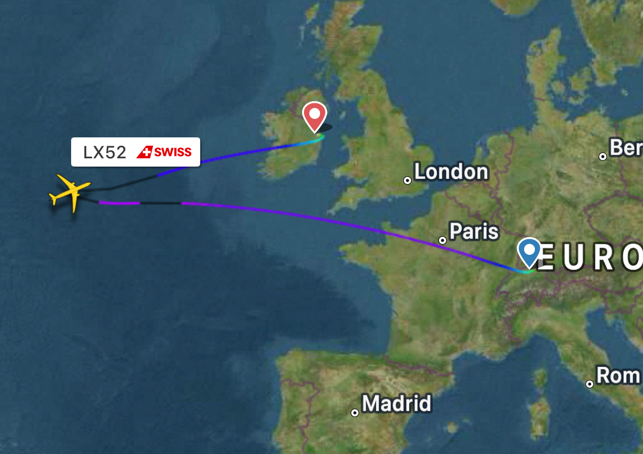 Mayday west of Ireland: Swiss flight to Boston cancelled due to smoking power bank