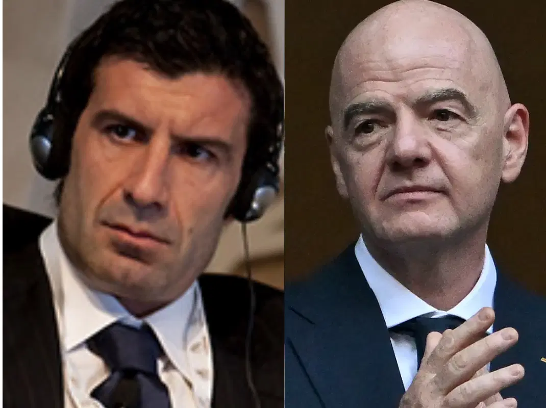 Luís Figo blasts ‘deceitful’ Infantino and says Fifa president must quit to ‘save football’