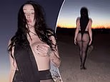 Miley Cyrus' little sister Noah strips off thong bodysuit and bares her breast in bizarre desert photoshoot