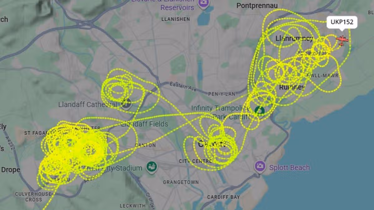 Police aeroplane circles three areas of Cardiff for more than five hours