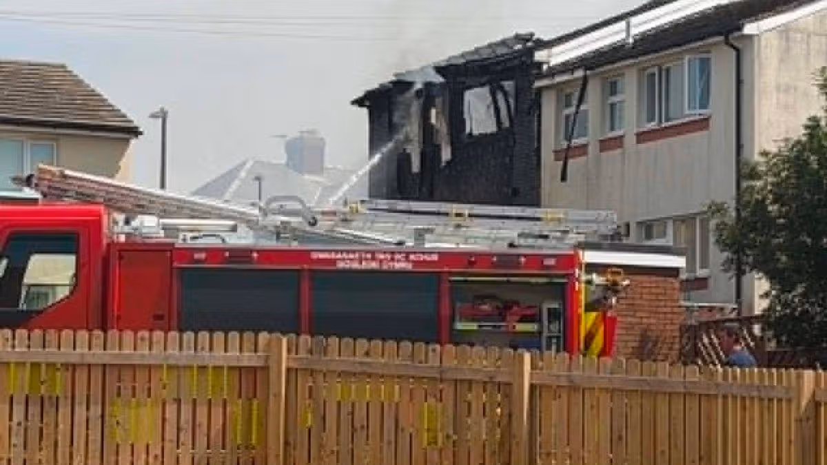 Homes ripped apart after 'explosion' and fire in Welsh village