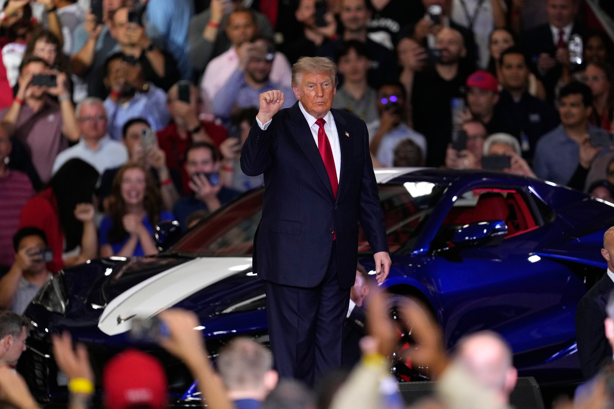 The US president spoke at a General Motors test site in Michigan, a key swing state ahead of the November midterm elections