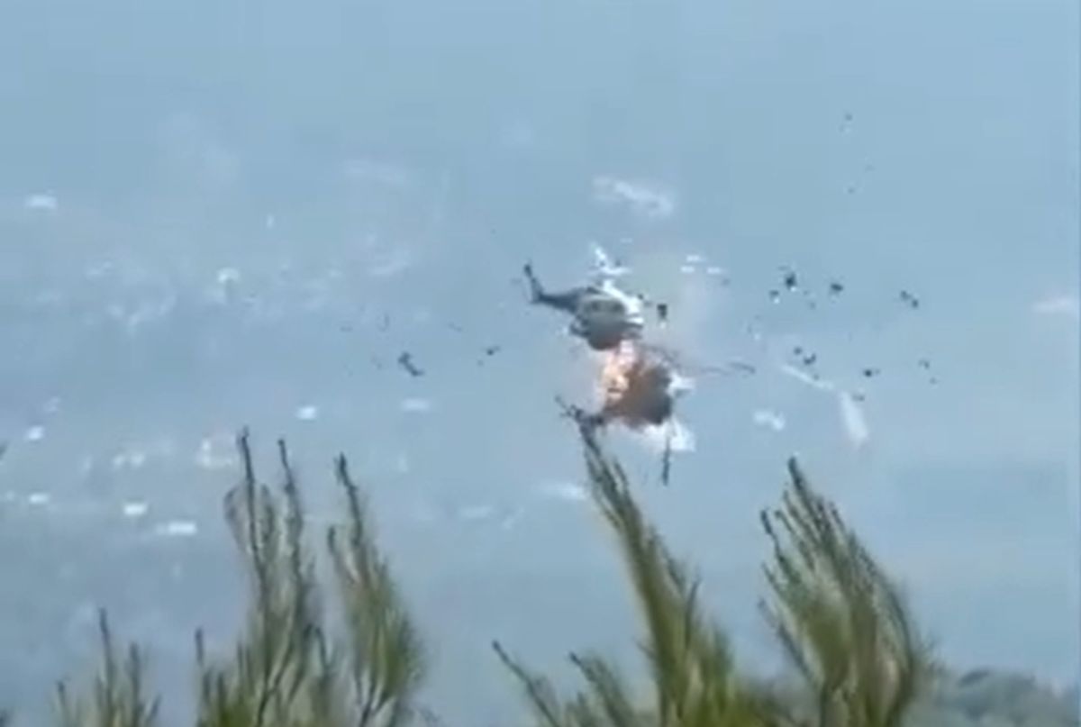 Moment Two Firefighting Helicopters Collide in Midair