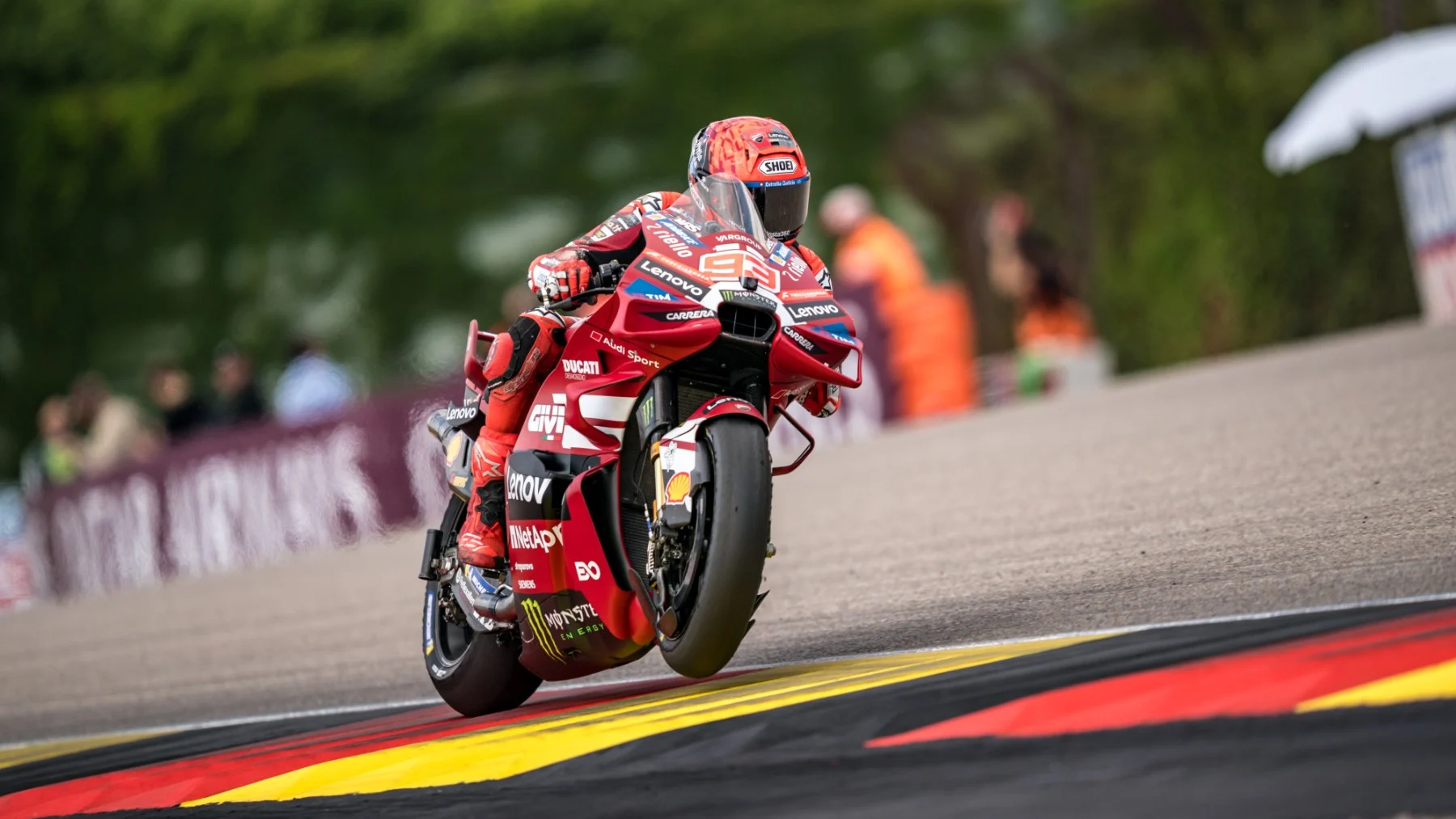 Marquez snatches German MotoGP pole with new lap record, Bezzecchi crashes again
