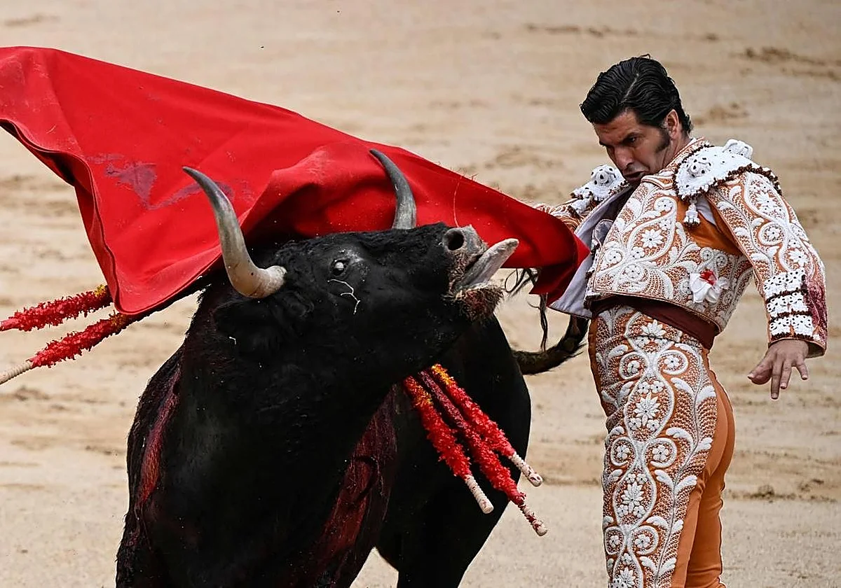 The twenty-meter banner calmed spirits after being removed during the bullfighting event