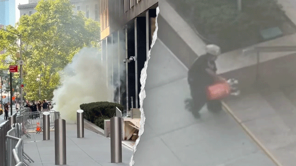 El veterano del ejército se enfrenta a incendios después del ataque de fuego fuera del edificio federal de Nueva York