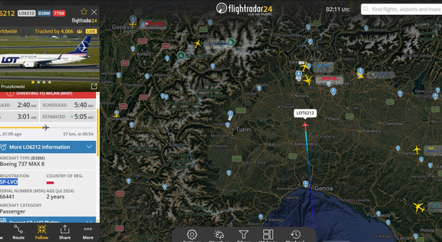 Mal en vol vers le commandant, atterrissage d'urgence à Malpensa