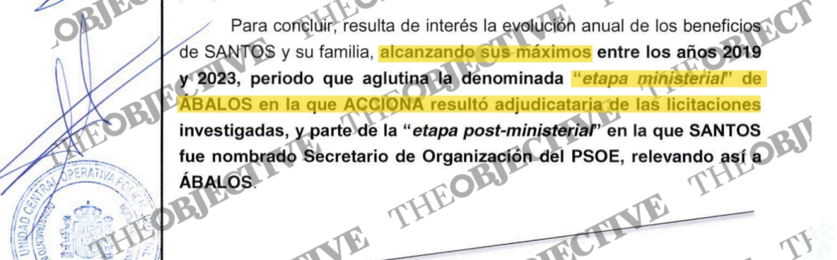 La UCO concluye que Santos Cerdán dispuso de "numeroso dinero en metálico en la etapa ministerial de Ábalos"