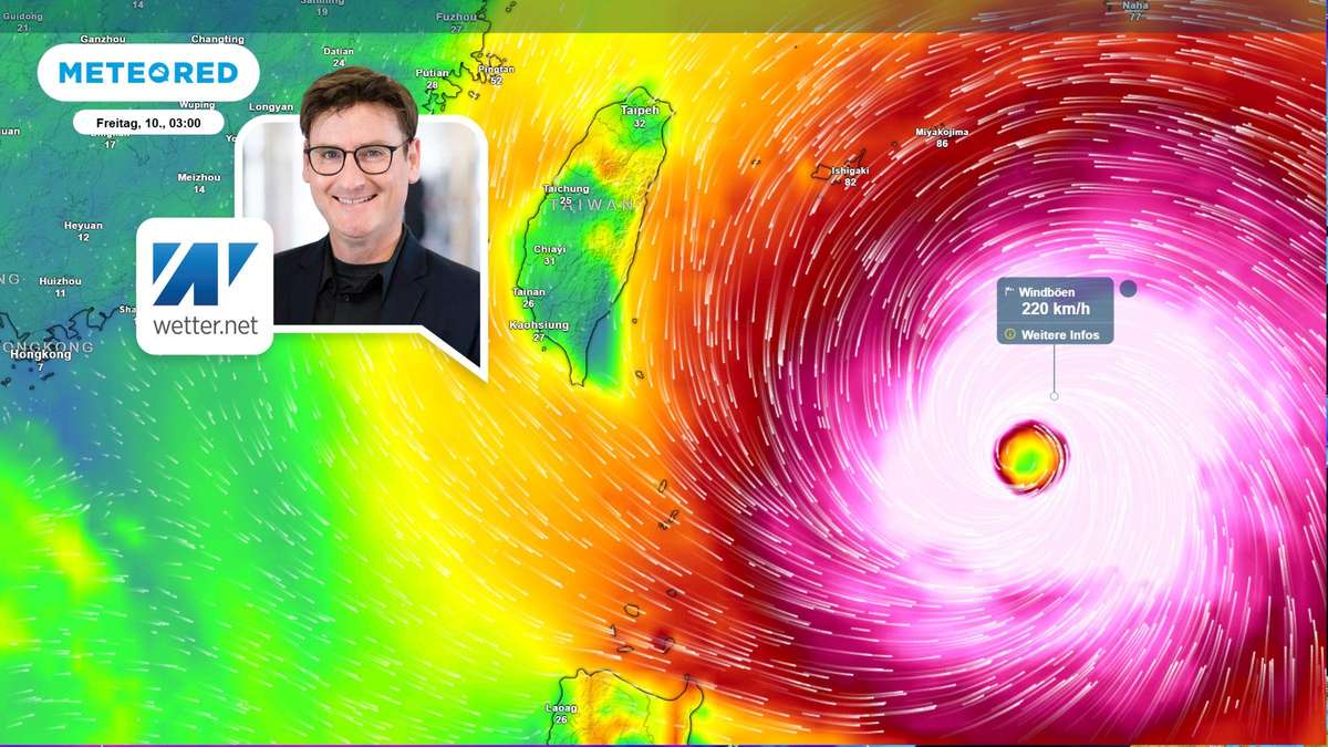 Super Typhoon Bavi is racing towards Taiwan – gusts of 220 km/h and 1000 liters of rain threaten