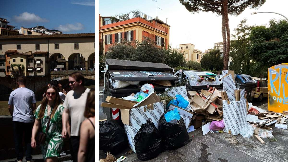 A few meters from Ponte Vecchio, the garbage bags are stacked: Florence sinks into the garbage