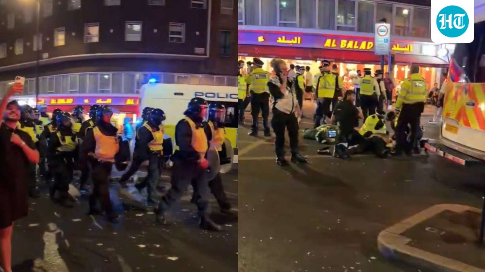 Fans riot in London with bottles hurled at police after France beat Morocco in World Cup