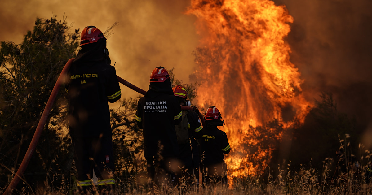 The blaze in Ermakia prompted a response from ground teams and vehicles, with no containment details yet